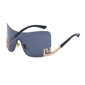 Amazon Popular Sunglasses Women's Wholesale UV Protection Personality Rimless Sunglasses Glasses (Color: C1 bright black all gray)