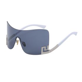 Amazon Popular Sunglasses Women's Wholesale UV Protection Personality Rimless Sunglasses Glasses (Color: C5 white all gray)