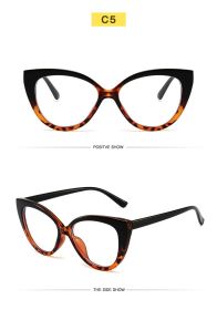 Fashion cat eye TR anti-blue light glasses trend stitching color glasses frame simple and comfortable flat mirror (Color: black on both ends)