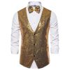 Men's Small Sequin Suit Vests Stage Costumes Gold Waistcoat for Party Club Disco Wedding