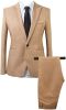 Mens Printed Casual Two Piece Sets Jackets One Button Slim Fit Shawl Collar Long Sleeve Blazers Trousers
