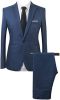 Mens Printed Casual Two Piece Sets Jackets One Button Slim Fit Shawl Collar Long Sleeve Blazers Trousers