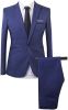 Mens Printed Casual Two Piece Sets Jackets One Button Slim Fit Shawl Collar Long Sleeve Blazers Trousers