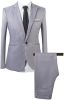 Mens Printed Casual Two Piece Sets Jackets One Button Slim Fit Shawl Collar Long Sleeve Blazers Trousers