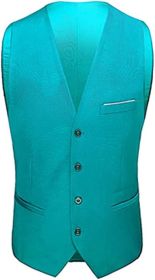 Mens Formal Suit Vest Business Formal Dress Waistcoat Vest with 3 Pockets for Suit or Tuxedo (Color: MINT GREEN-XXL)