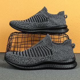 Men Shoes Lightweight Sneakers Men Fashion Casual Walking Shoes Breathable Slip on wear-resistant Mens Loafers Zapatillas Hombre (Color: Gray, size: 38)