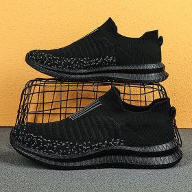 Men Shoes Lightweight Sneakers Men Fashion Casual Walking Shoes Breathable Slip on wear-resistant Mens Loafers Zapatillas Hombre (Color: BLACK, size: 43)
