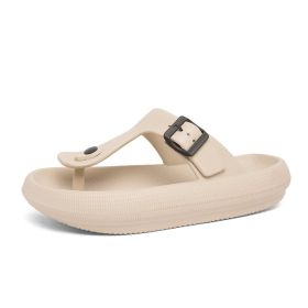 Summer new big size men's flip-flops sandals beach shoes trend casual fashion men's sandals (Color: KHAKI, size: 43)