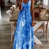 Floral Print Spaghetti Dress; Casual Crew Neck Ankle Cami Dress; Women's Clothing