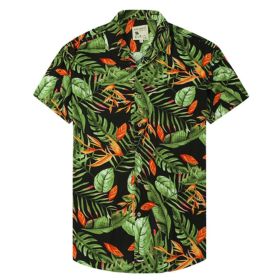 Men's Fashion Printed Shirts Casual Trendy T-Shirts Short Sleeve Lapel Hawaiian Style Shirts (size: L)