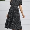 Heart Print Midi Dress; Square Neck Drop Shoulder A-Line Dress; Women's Classic Casual Dresses For All Seasons; Women's Clothing