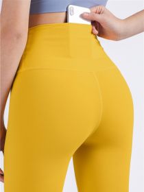 Brand Yoga Pants Hidden Pockets At Waist Fitness Sports Leggings Women Sportswear Stretchy Pants Gym Push Up Workout Clothing (Color: BLACK, size: L)