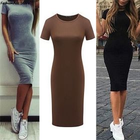Summer Dresses Women Knee-Length Skinny Office Dress Short Sleeve Bandage Bodycon Beach Dress Vestidos Robes (Color: BLACK, size: L)