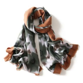 2022 New style scarves; light tie dyed flowers; sunshade; cashmere like shawls; no need to lengthen scarves; wholesale (colour: green, Length (CM): 70*200cm)