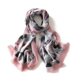 2022 New style scarves; light tie dyed flowers; sunshade; cashmere like shawls; no need to lengthen scarves; wholesale (colour: Pink, Length (CM): 70*200cm)