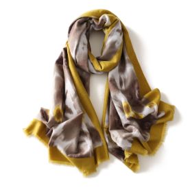 2022 New style scarves; light tie dyed flowers; sunshade; cashmere like shawls; no need to lengthen scarves; wholesale (colour: Deep khaki, Length (CM): 70*200cm)