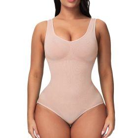 Women's Seamless One-piece Bodysuit (Color: Apricot, size: M)