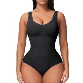 Women's Seamless One-piece Bodysuit (Color: BLACK, size: L)