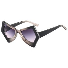 big box butterfly cat's eye women's cross-border sunglasses Fashion personality show ins sunglasses (colour: C5 black gray frame gradient gray)