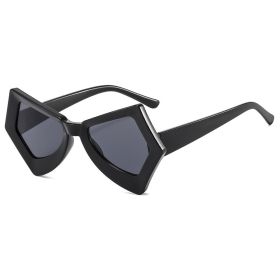 big box butterfly cat's eye women's cross-border sunglasses Fashion personality show ins sunglasses (colour: C3 black frame black grey chip)