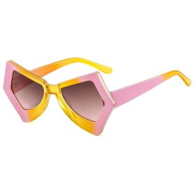 big box butterfly cat's eye women's cross-border sunglasses Fashion personality show ins sunglasses (colour: C4 powder yellow frame gradual change tea powder)