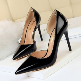 Women Pumps; High-heeled shoes; simple stilettos; metal wind high-heeled shoes; pointed; hollow sides; sexy women's shoes. (colour: Bronze, size: 39)