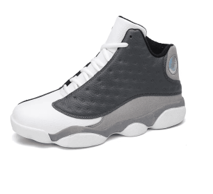 JJ tiger Couples 4 color Plus size High top basketball shoes (36-47 optional) (Color: Gray white, size: 39)