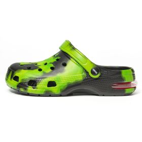 Men's Clogs; Men's hole shoes; cool color patterns; beach men's sandals (colour: Black green, size: 44)