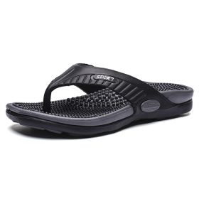 Men's flip-flops; breathable beach shoes; massage soles; men's sandals (colour: Khaki, size: 41)