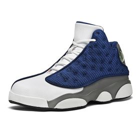 JJ tiger Big size men's basketball shoes Rubber soles ring men's shoes (35-47 Optional) (Color: Blue, size: 41)
