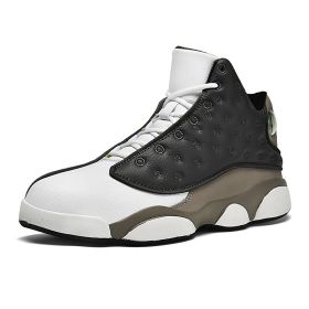 JJ tiger Big size men's basketball shoes Rubber soles ring men's shoes (35-47 Optional) (Color: Gray, size: 43)