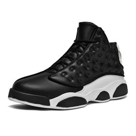 JJ tiger Big size men's basketball shoes Rubber soles ring men's shoes (35-47 Optional) (Color: BLACK, size: 41)