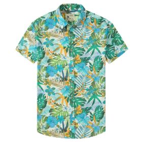 Men's Fashion Printed Shirts Casual Trendy T-Shirts Short Sleeve Lapel Hawaiian Style Shirts01 (size: XL)
