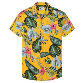 Men's Fashion Printed Shirts Casual Trendy T-Shirts Short Sleeve Lapel Hawaiian Style Shirts03 (size: M)