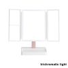 360�� Adjust Foldable Makeup Mirror With LED Light Rechargeable Wireless 1-3X Magnifying 3 Tone Light Desktop Vanity Mirror Table
