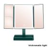 360�� Adjust Foldable Makeup Mirror With LED Light Rechargeable Wireless 1-3X Magnifying 3 Tone Light Desktop Vanity Mirror Table