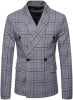 Men's Plaid Suit Coats Slim Fit Double Breasted Blazers Casual Stripe Suit Jackets Lightweight Sport Coats
