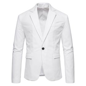 Mens Blazer Two Button Slim Fit Blazer (Color: White, size: S)