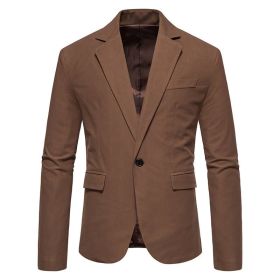 Mens Blazer Two Button Slim Fit Blazer (Color: Coffee, size: XL)