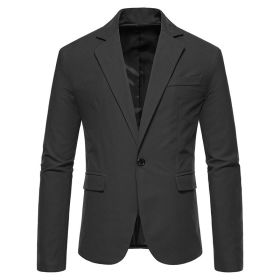 Mens Blazer Two Button Slim Fit Blazer (Color: BLACK, size: S)