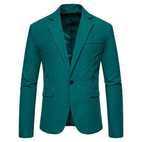 Mens Blazer Two Button Slim Fit Blazer (Color: Green, size: XL)
