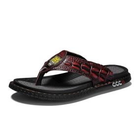 Men's summer new large size flip-flops fashion casual sandals men (Color: Reddish Brown, size: 41)