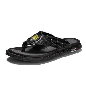 Men's summer new large size flip-flops fashion casual sandals men (Color: BLACK, size: 38)