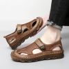 Summer new men's large size leather mesh shoes comfortable breathable sandals Fashion men sandals beach shoes 38-47