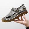 Summer new men's large size leather mesh shoes comfortable breathable sandals Fashion men sandals beach shoes 38-47