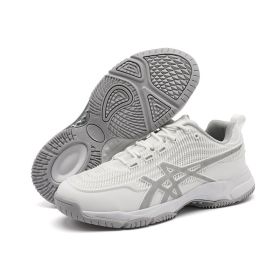 Men's new badminton shoes Fashion comfortable breathable men's and women's sports shoes casual men's shoes (Color: White grey, size: 38)