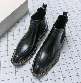 Men's fall new large size high top shoes Fashion trend men's short boots casual shoes 38-45 size (Color: BLACK, size: 45)