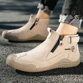 New men's low-top casual shoes fashion comfortable casual sports shoes 38-46 (Color: Sandy, size: 45)