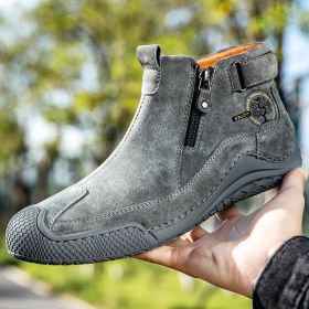 New men's low-top casual shoes fashion comfortable casual sports shoes 38-46 (Color: Gray, size: 38)