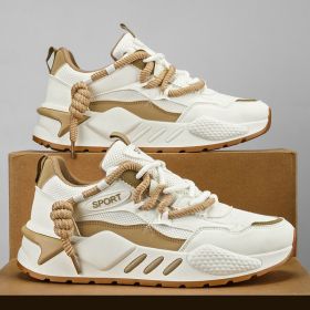 Spring summer men's new network surface trend sports daddy shoes men's shoes 39-45 (Color: KHAKI, size: 42)